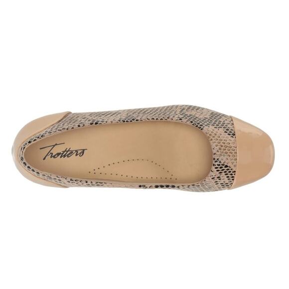 NWOT Trotters Taupe Brown Black Pump Low Kitten Heel Snakeskin Size 9 Casual - Picture 6 of 9